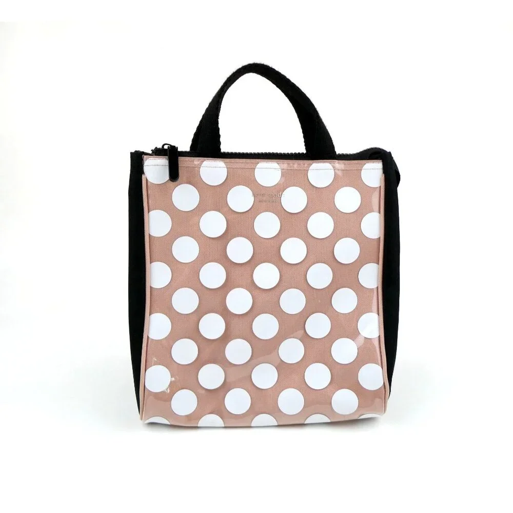 Kate Spade New York Polka Dot Vinyl Coated Canvas Small Lunch‎ Tote Bag